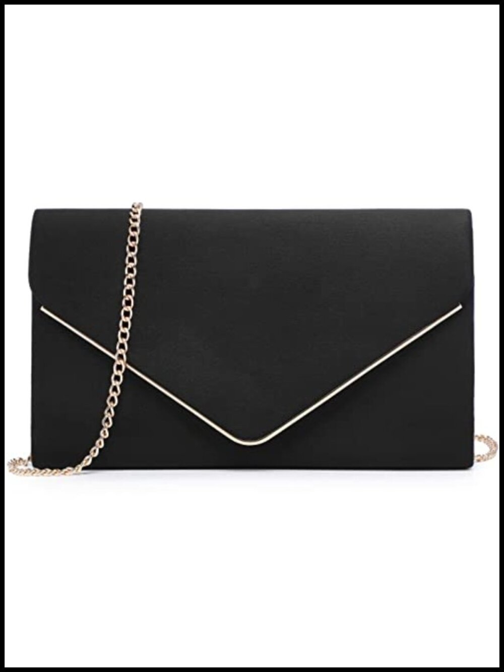 Faux Suede Velvet Evening Clutch Purse Gold Chain Strap Formal Handbag